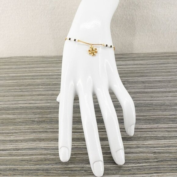 Tory Burch Kira Enamel Bar Bracelet Gold / Black / New Ivory OS - Picture 5 of 14
